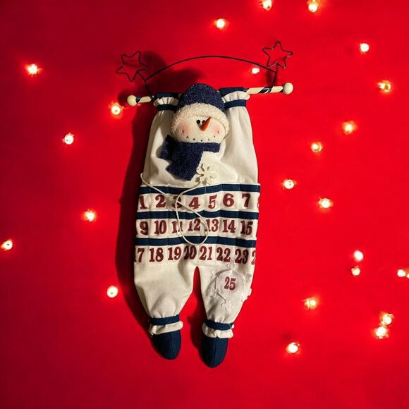 Santa’s Workbench Snowman Advent Calendar 26x16” Countdown To Christmas VTG - Picture 1 of 4